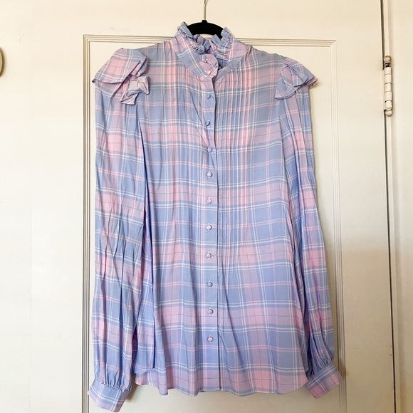 Selkie Victorian Tux Blouse in Cindy Plaid sz Medium BNWT - Picture 5 of 7
